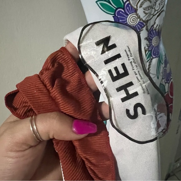 Shein Orange Rust Ruffle Ribbed Two Piece Swimsuit - Picture 4 of 5